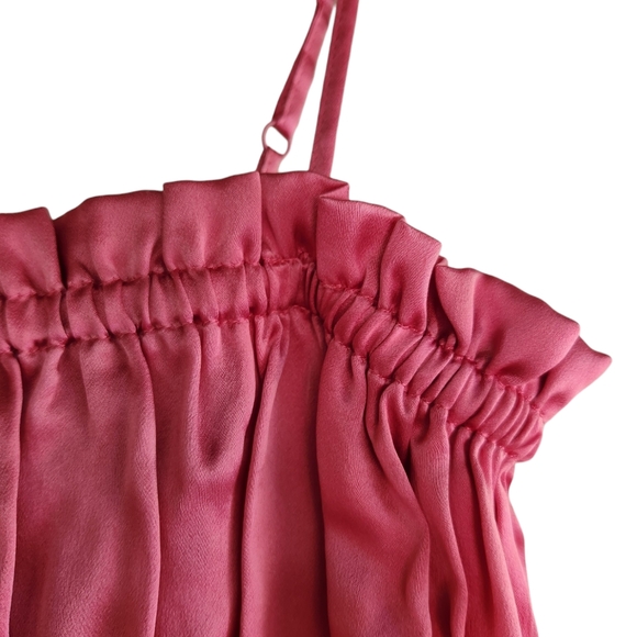 Pink Ruched 100% Silk Crop Top - Picture 5 of 9